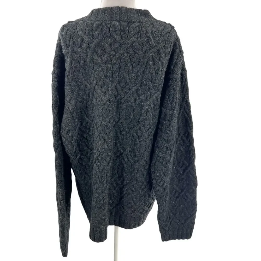 J. Crew Vintage 1990s J.Crew Oversized Fisherman Wool Aran Sweater XXL oarsman